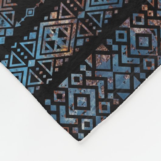 van Bronze en Rust Aztec Peruaanse stampat Fleece Deken (Hoek)
