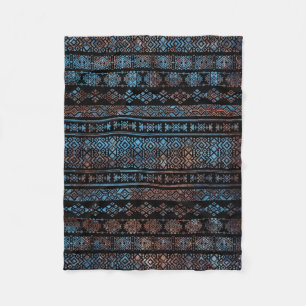 van Bronze en Rust Aztec Peruaanse stampat Fleece Deken