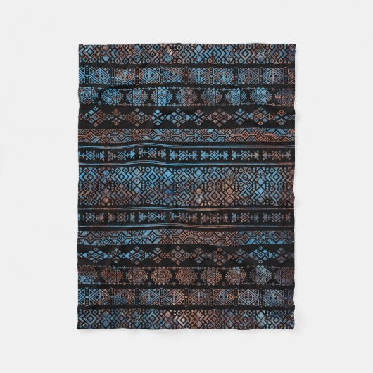  van Bronze en Rust Aztec Peruaanse stampat Fleece Deken (Voorkant)