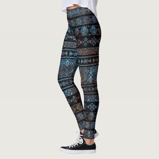  van Bronze en Rust Aztec Peruaanse stampat Leggings (Links)