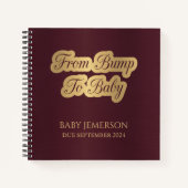 Van Bump naar Baby Keepsake Zwangerschap Maroon Notitieboek (Voorkant)