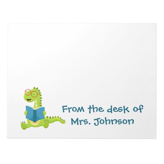 Van bureau van Elementary Teacher Dino reader Notitieblok (Voorkant)