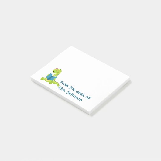 Van bureau van Elementary Teacher Dino reader Post-it® Notes (Schuin)