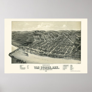 Van Buren, AR Panorama Kaart - 1888 Poster