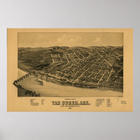 Van Buren Arkansas 1888 Panorama Poster (Voorkant)