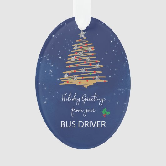 VAN Bus Driver Kerstboom naam Ornament (voorkant)