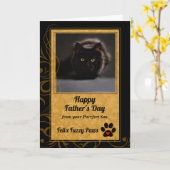 van Cat Fathers Day Gold en Black Photo Kaart (Gele Bloem)