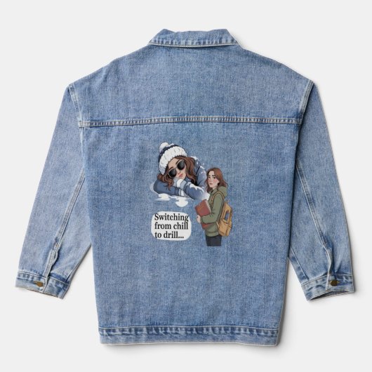 Van chillen naar drillen denim jacket (Achterkant)