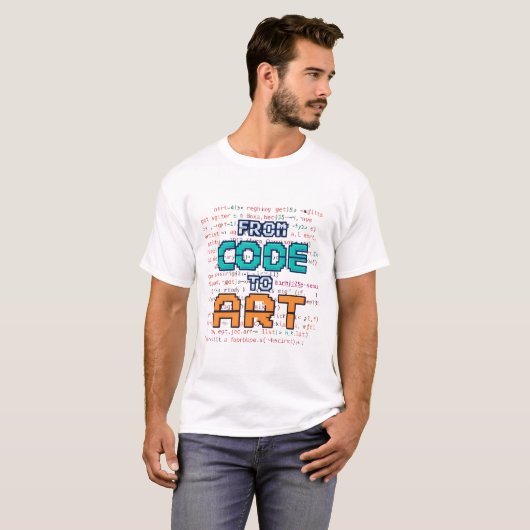 Van Code Naar Kunst Creatieve Pixel Softwareontwik T-shirt (Voorkant volledig)