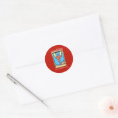 Van Confirmator, Duif en Kruis op Rood Ronde Sticker (Envelop)