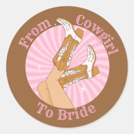 van cowgirl tot bruid vrijgezellenfeest stijlvol ronde sticker