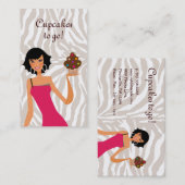 Van Cupcake de Gestreepte Zwarte van het Visitekaartje (Voorkant / Achterkant)