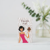 Van Cupcake de Gestreepte Zwarte van het Visitekaartje (Staand voorkant)