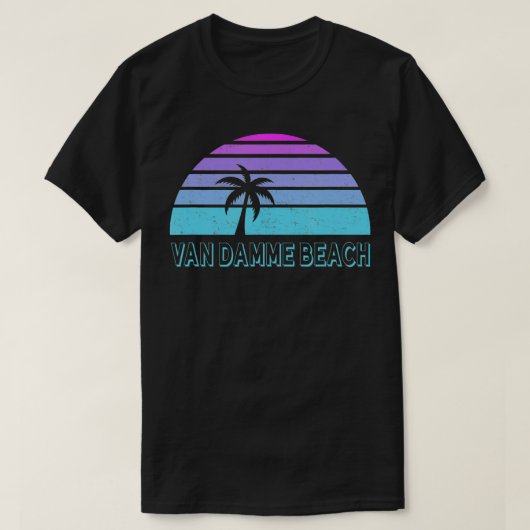 Van Damme Beach  Retro 70s Throwback T-shirt (Design voorkant)