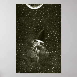 Van de aarde naar de maan door Jules Vern kunst Poster