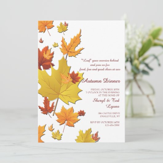 Van de achtergrond herfst Uitnodiging (Staand voorkant)