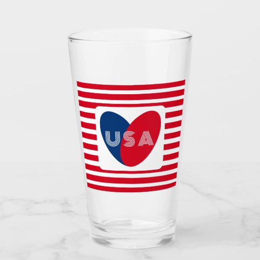 Van de Amerikaanse Patriottische Red White Blue Fu Glas (Voorkant)