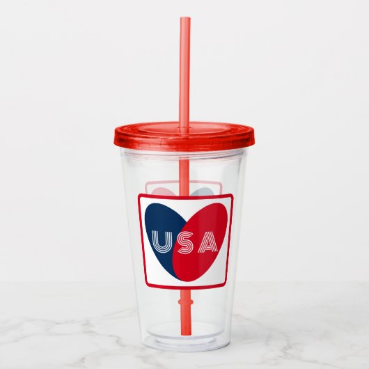 Van de Amerikaanse Patriottische Red White Blue Si Acryl Drinkbeker (Voorkant)