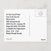 Van de Bedrijfs auto van de Sneeuw van de Opslag Briefkaart (Achterkant)