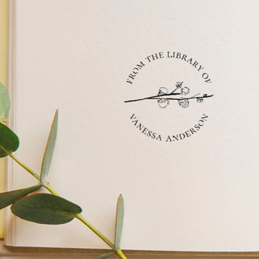 Van de bibliotheek aangepaste boeknaam ronde katoe rubberstempel