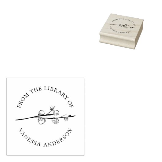 Van de bibliotheek aangepaste boeknaam ronde katoe rubberstempel (Gestempeld)