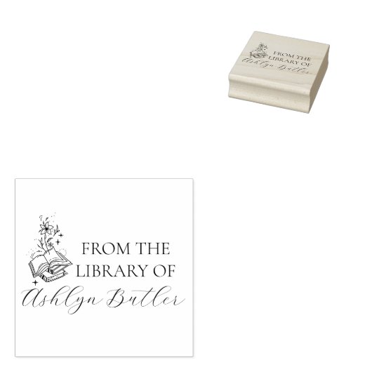 Van de Bibliotheek Van Aangepaste Naam Houten Stem Rubberstempel (Gestempeld)