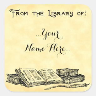 Van de Bibliotheek van de Aangepaste Bookplaat van Vierkante Sticker