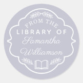 Van de Bibliotheek van de Naam van de Douane Perso Ronde Sticker (Voorkant)