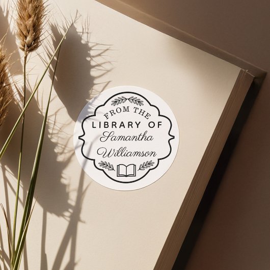 Van de Bibliotheek van de Naam van de Douane Perso Ronde Sticker