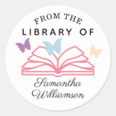 Van de Bibliotheek van de Naam van de Douane Perso Ronde Sticker (Voorkant)