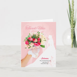 van de Bride Pink Bridal Gown Bedankkaart