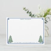 van de bureau van | Chinoiserie Chic Blue en Green Feestdagenkaart (Staand voorkant)