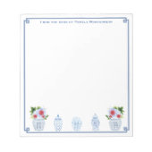 van de bureau van | Chinoiserie Chic Red White Blu Notitieblok (Voorkant)