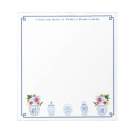 van de bureau van | Chinoiserie Chic Red White Blu Notitieblok