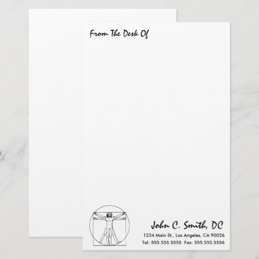 "Van de bureau van" Chiropraktijkartikelen Briefpapier (Voorkant / Achterkant)