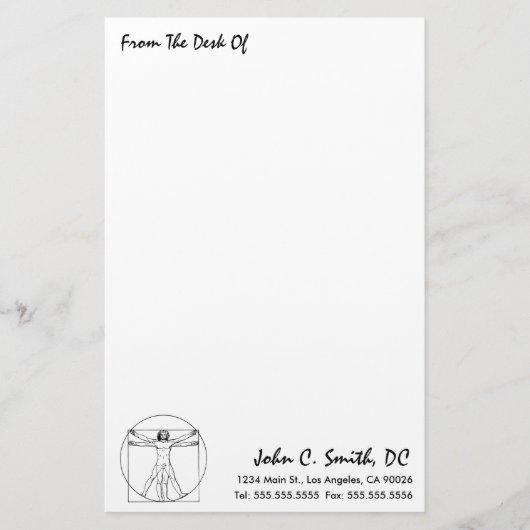 "Van de bureau van" Chiropraktijkartikelen Briefpapier (Voorkant)