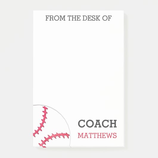 Van de bureau van de Baseball Coach, gepersonalise Post-it® Notes (Voorkant)