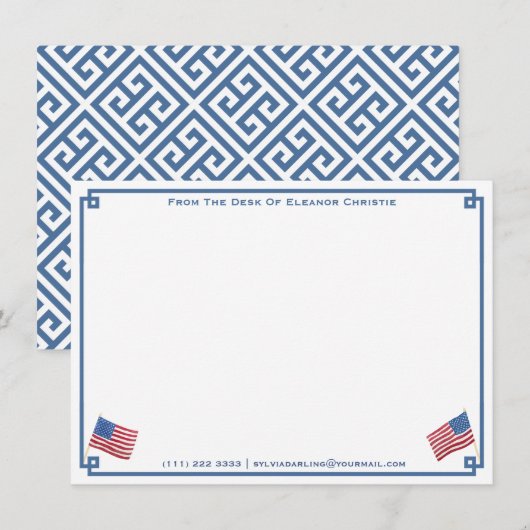 van de bureau van | Klassieke Vlag op Verenigde St Notitiekaartje (Voorkant / Achterkant)