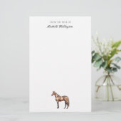 van de bureau van | Naam Elegant Horse Equestrian Briefpapier (Staand voorkant)