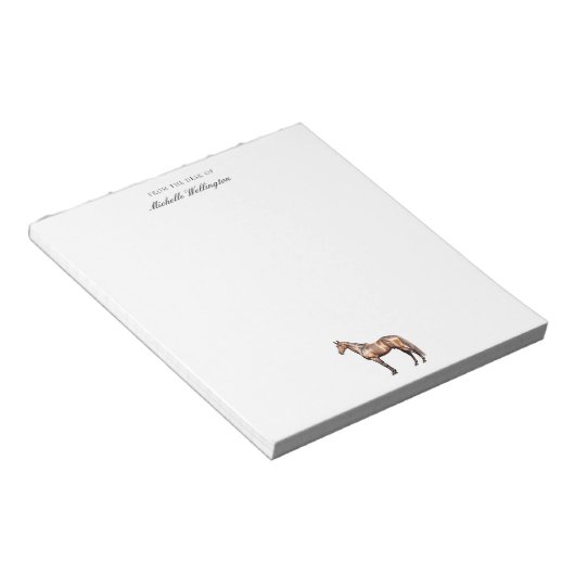 van de bureau van | Naam Elegant Horse Equestrian Notitieblok (Schuin)