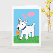 Van de cartoon van Bull terrier van de Hond het Kaart (Gele Bloem)