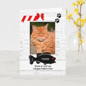 van de Cat Fun Vaderdag Red Pet-fotokaart Kaart (Gele Bloem)