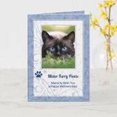 van de Cat-Moederdag in Periwinkle Blue foto Kaart (Gele Bloem)