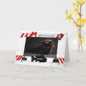 van de Cat Red Vaderdag Horz Pet-fotokaart Kaart (Gele Bloem)