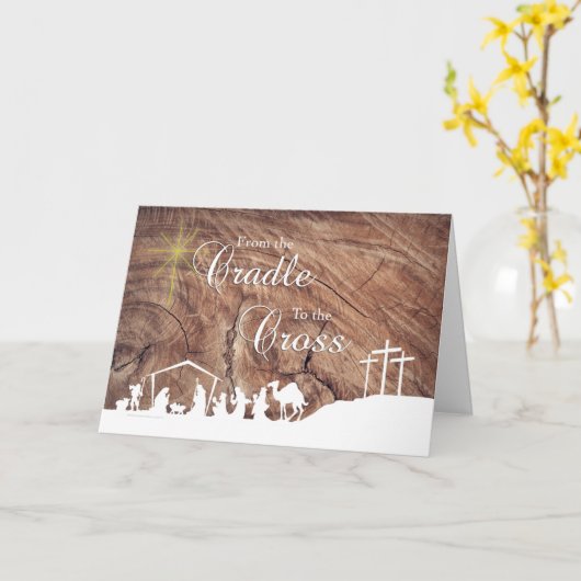 Van de Cradle tot de Cross Kerstkaart Kaart (Gele Bloem)