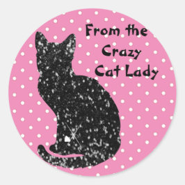 "Van de Crazy Cat Lady" Envelope Sealers Ronde Sticker