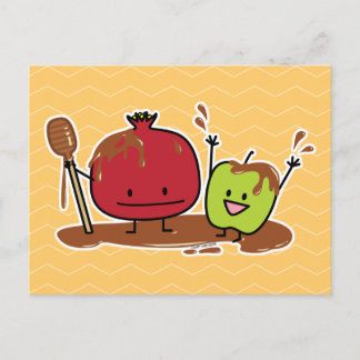 Van de de appelgranaatappel van Hashanah van Rosh Briefkaart