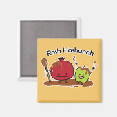 Van de de appelgranaatappel van Hashanah van Rosh Magneet (Voorkant / Achterkant)