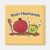 Van de de appelgranaatappel van Hashanah van Rosh Magneet (Voorkant)