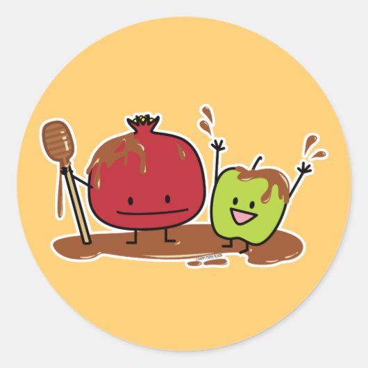 Van de de appelgranaatappel van Hashanah van Rosh Ronde Sticker (Voorkant)